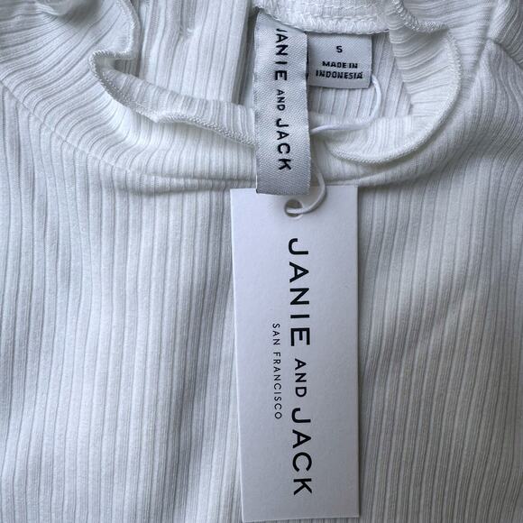Janie and Jack Ribbed Balloon Sleeve Turtleneck, Size 5, Jet Ivory - Picture 9 of 10